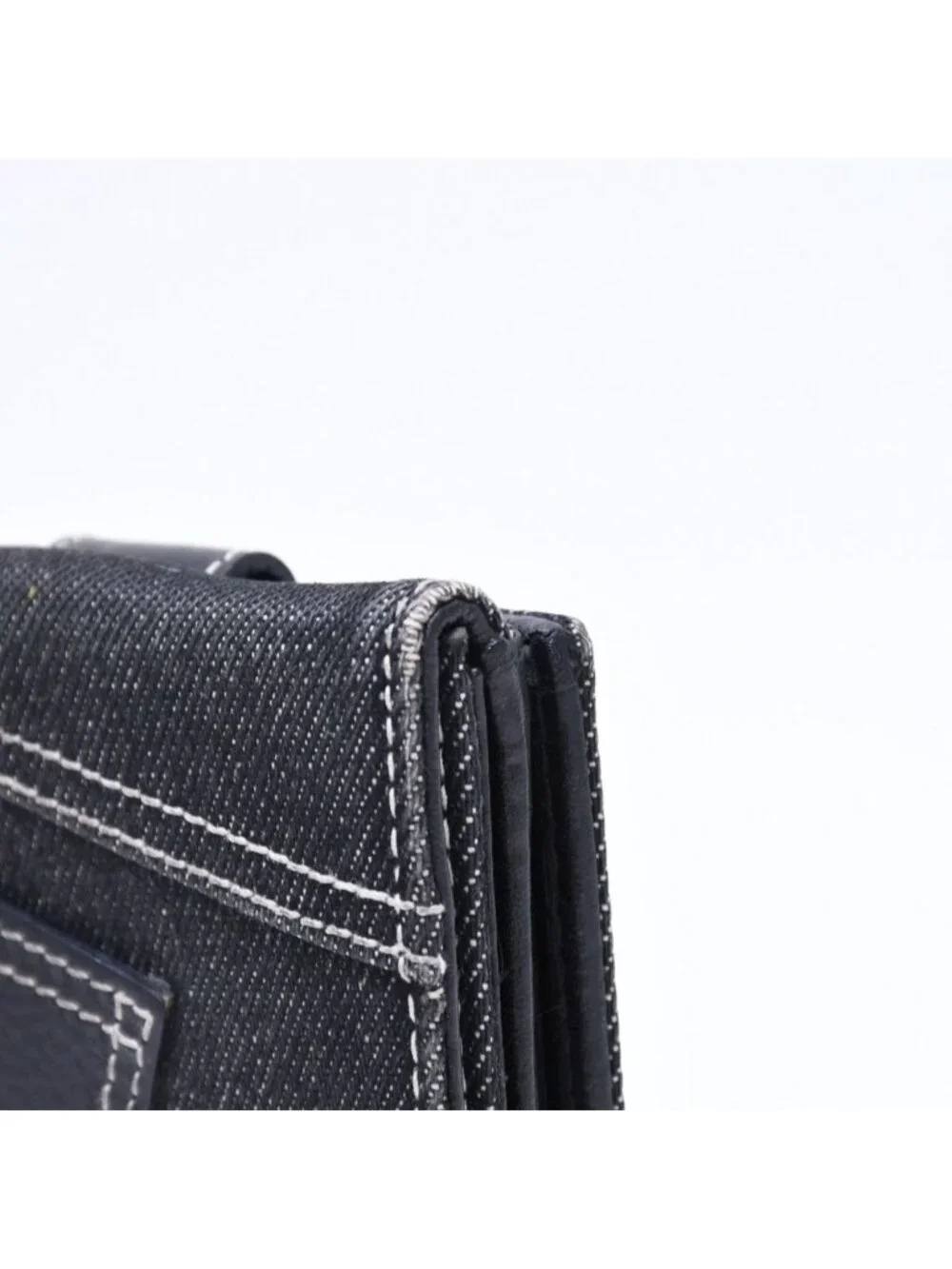 Dior Logo Button Bifold Wallet Denim Black Gray